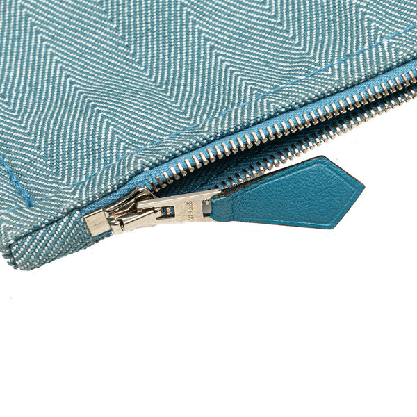 エルメス ヴァルパライソPM ハンドバッグ ブルージーン トワルシェブロン レザー レディース HERMES 【中古】