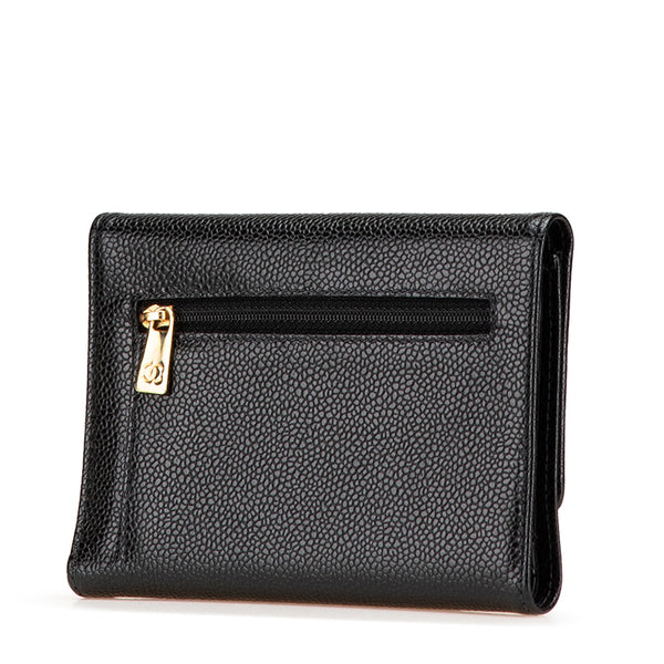 シャネル ココマーク 三つ折り財布 ブラック キャビアスキン レディース CHANEL 【中古】