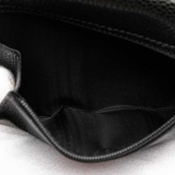 シャネル ココマーク 三つ折り財布 ブラック キャビアスキン レディース CHANEL 【中古】