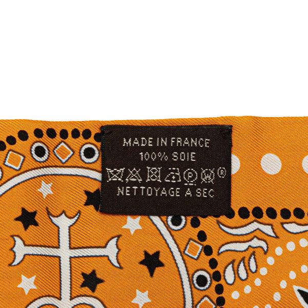 エルメス ツイリー Entre Ciel et mer Bandana 空と海の間 スカーフ オレンジ ブラック シルク レディース HERMES 【中古】