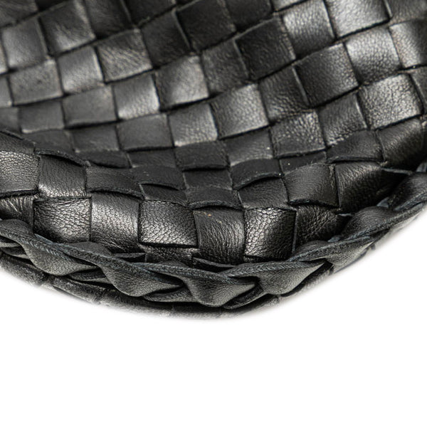 ボッテガヴェネタ イントレチャート ワンショルダーバッグ ハンドバッグ ブラック レザー レディース BOTTEGAVENETA 【中古】