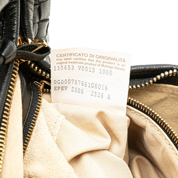 ボッテガヴェネタ イントレチャート ワンショルダーバッグ ハンドバッグ ブラック レザー レディース BOTTEGAVENETA 【中古】