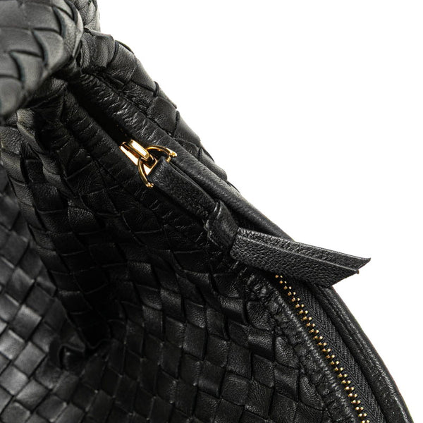 ボッテガヴェネタ イントレチャート ワンショルダーバッグ ハンドバッグ ブラック レザー レディース BOTTEGAVENETA 【中古】