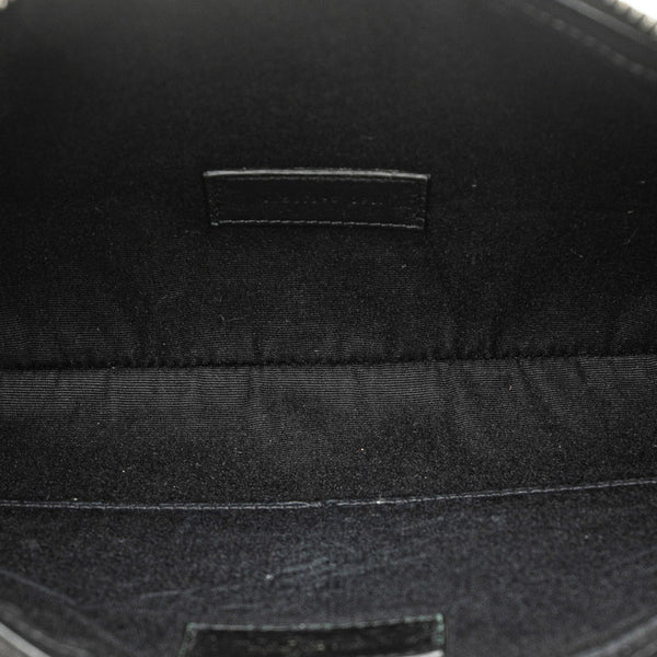 サンローラン リヴ ゴーシュ クラッチバッグ ブラック キャンバス レザー レディース SAINT LAURENT 【中古】