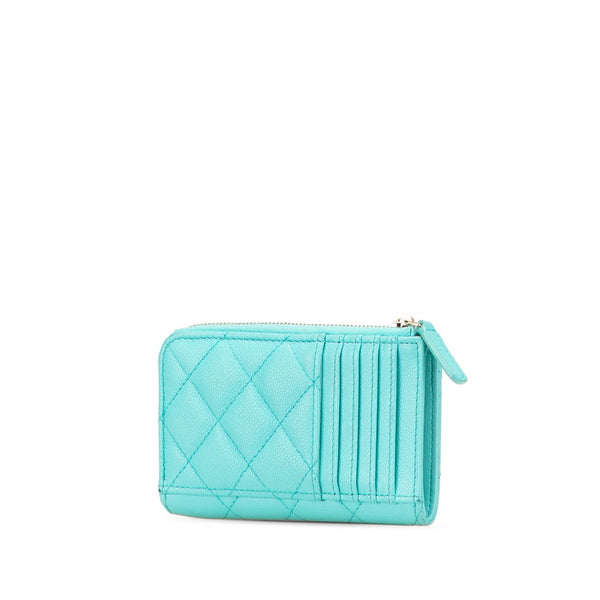 シャネル マトラッセ ココマーク コインケース フラグメントケース カードケース ライトブルー キャビアスキン レディース CHANEL 【中古】