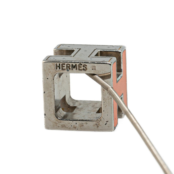 エルメス カージュドアッシュ Hキューブ ネックレス オレンジ シルバー メタル レディース HERMES 【中古】