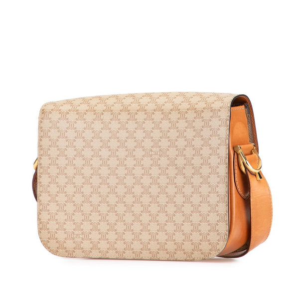 セリーヌ マカダム 斜め掛け ショルダーバッグ ベージュ PVC レザー レディース CELINE 【中古】