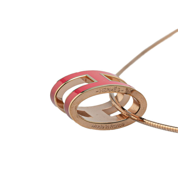 エルメス ポップH ポップアッシュ ネックレス ゴールド ピンク メッキ レディース HERMES 【中古】