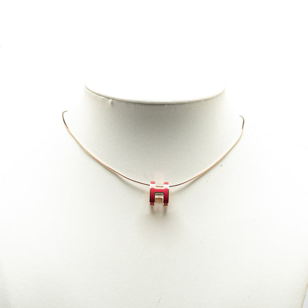 エルメス ポップH ポップアッシュ ネックレス ゴールド ピンク メッキ レディース HERMES 【中古】