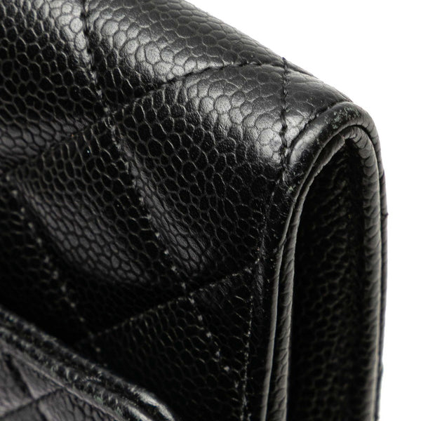 シャネル マトラッセ ココマーク 長財布 ブラック キャビアスキン レディース CHANEL 【中古】
