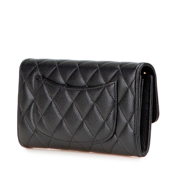 シャネル マトラッセ ココマーク 長財布 ブラック キャビアスキン レディース CHANEL 【中古】