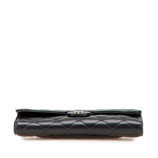 シャネル マトラッセ ココマーク 長財布 ブラック キャビアスキン レディース CHANEL 【中古】
