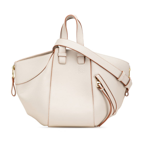 ロエベ ハンモック スモール ハンドバッグ ショルダーバッグ 2WAY ライトグレー ゴールド金具 カーフレザー レディース LOEWE 【中古】