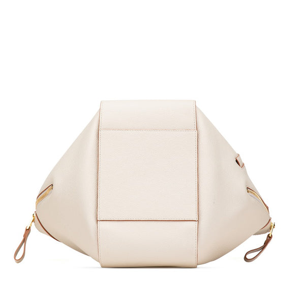 ロエベ ハンモック スモール ハンドバッグ ショルダーバッグ 2WAY ライトグレー ゴールド金具 カーフレザー レディース LOEWE 【中古】