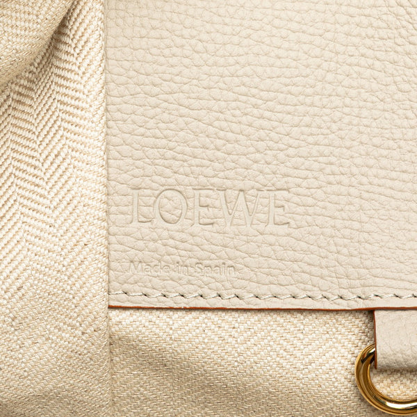 ロエベ ハンモック スモール ハンドバッグ ショルダーバッグ 2WAY ライトグレー ゴールド金具 カーフレザー レディース LOEWE 【中古】