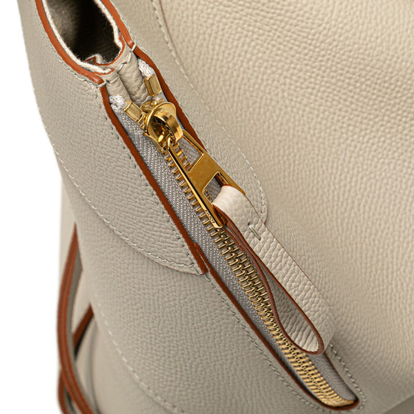 ロエベ ハンモック スモール ハンドバッグ ショルダーバッグ 2WAY ライトグレー ゴールド金具 カーフレザー レディース LOEWE 【中古】