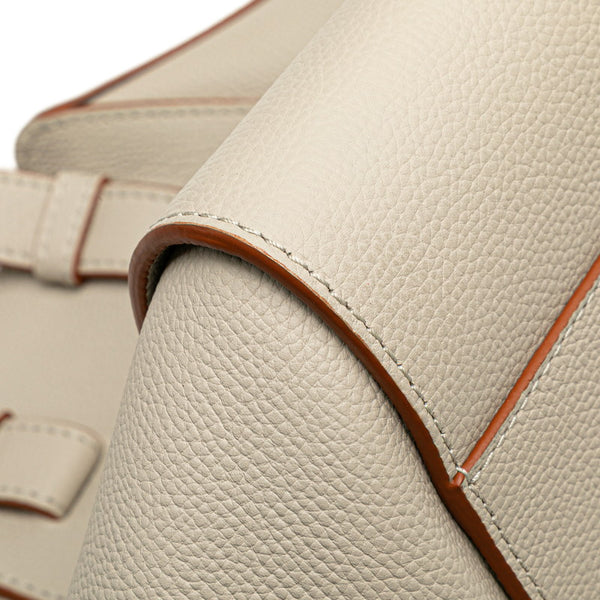 ロエベ ハンモック スモール ハンドバッグ ショルダーバッグ 2WAY ライトグレー ゴールド金具 カーフレザー レディース LOEWE 【中古】