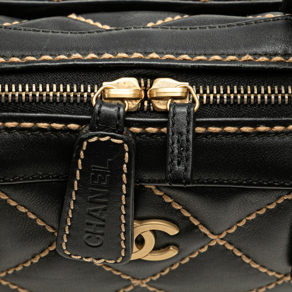 シャネル ココマーク ワイルドステッチ ハンドバッグ ブラック レザー レディース CHANEL 【中古】