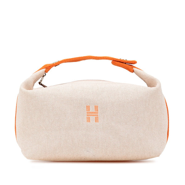 エルメス ブリッドアブラックGM ハンドバッグ オレンジ ベージュ キャンバス レディース HERMES 【中古】