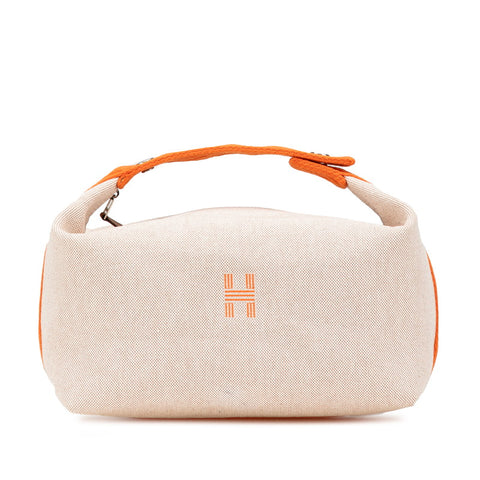 エルメス ブリッドアブラックGM ハンドバッグ オレンジ ベージュ キャンバス レディース HERMES 【中古】