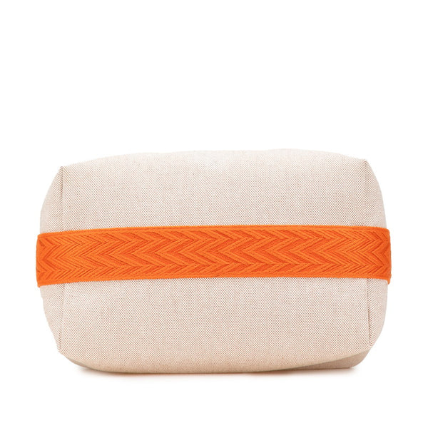 エルメス ブリッドアブラックGM ハンドバッグ オレンジ ベージュ キャンバス レディース HERMES 【中古】