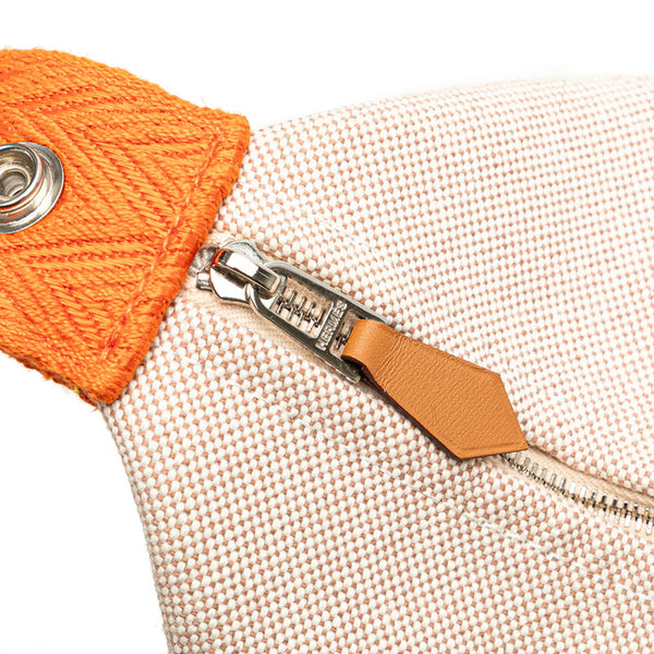 エルメス ブリッドアブラックGM ハンドバッグ オレンジ ベージュ キャンバス レディース HERMES 【中古】