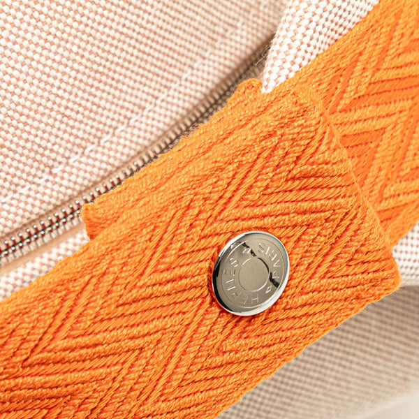 エルメス ブリッドアブラックGM ハンドバッグ オレンジ ベージュ キャンバス レディース HERMES 【中古】