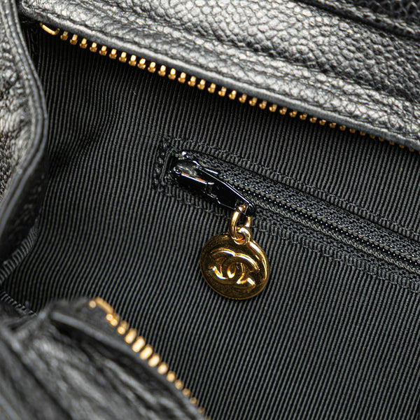 シャネル トリプルココマーク チェーン トートバッグ ブラック キャビアスキン レディース CHANEL 【中古】