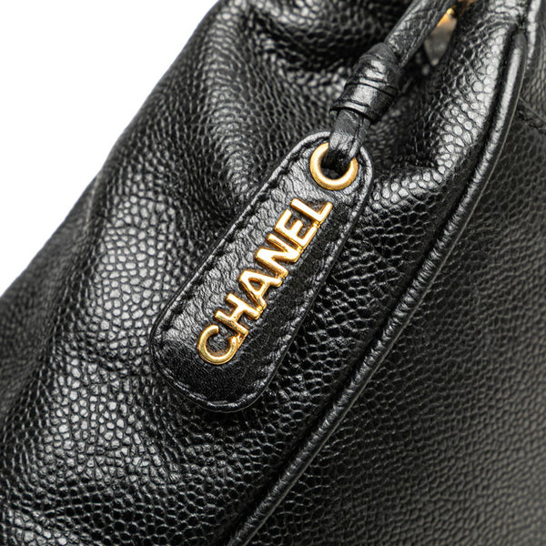 シャネル トリプルココマーク チェーン トートバッグ ブラック キャビアスキン レディース CHANEL 【中古】