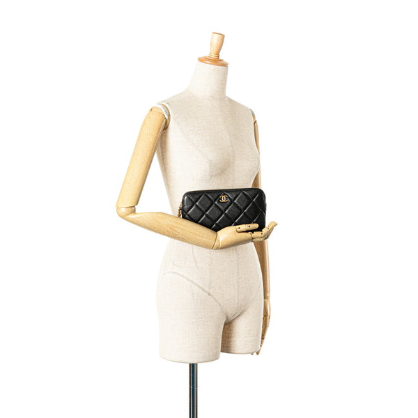 シャネル ココマーク ポーチ ブラック キャビアスキン レディース CHANEL 【中古】