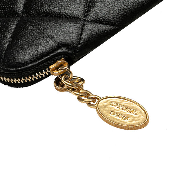 シャネル ココマーク ポーチ ブラック キャビアスキン レディース CHANEL 【中古】