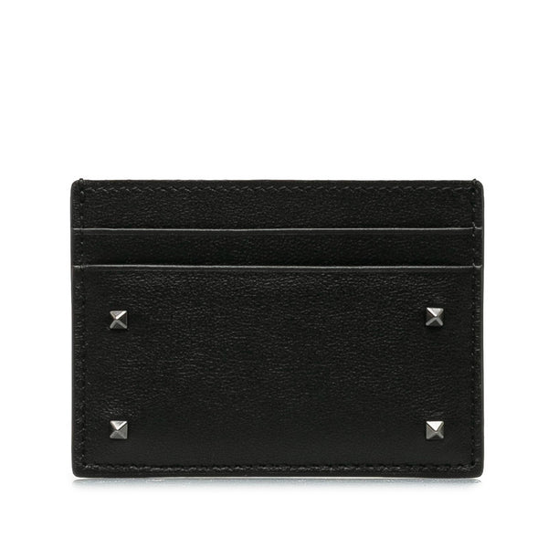 ヴァレンティノ ロックスタッズ カードケース パスケース ブラック レザー レディース VALENTINO 【中古】