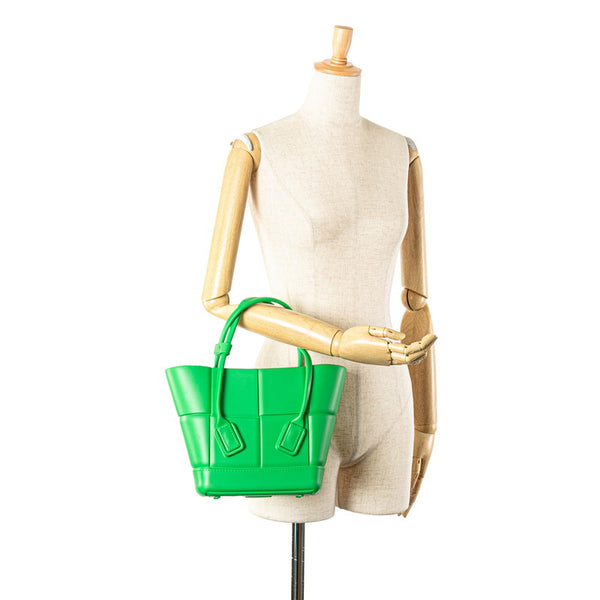 ボッテガヴェネタ マキシイントレチャート アルコ ハンドバッグ グリーン ラバー レディース BOTTEGAVENETA 【中古】