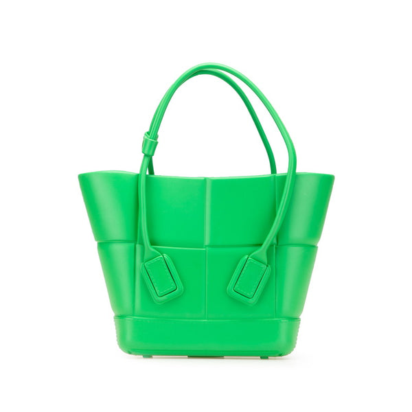 ボッテガヴェネタ マキシイントレチャート アルコ ハンドバッグ グリーン ラバー レディース BOTTEGAVENETA 【中古】