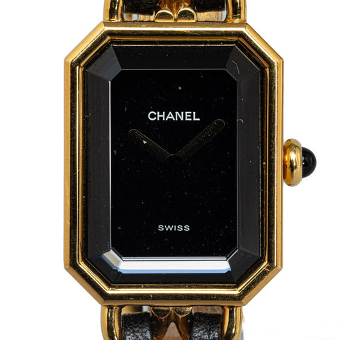 シャネル プルミエール 腕時計 サイズ：L H0001 クオーツ ブラック文字盤 メッキ レディース CHANEL 【中古】