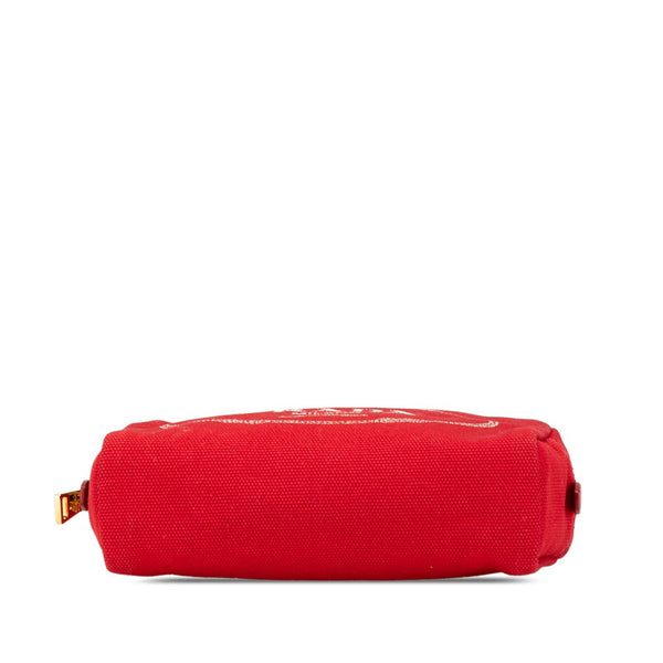プラダ カナパロゴ ポーチ 1NA021 ロッソ レッド キャンバス レザー レディース PRADA 【中古】