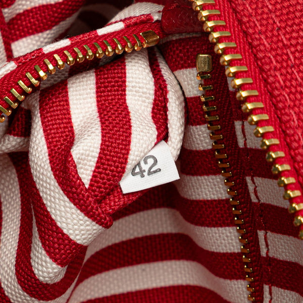 プラダ カナパロゴ ポーチ 1NA021 ロッソ レッド キャンバス レザー レディース PRADA 【中古】