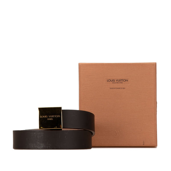 ルイ ヴィトン サンチュールキャレ ベルト ブラウン レザー メッキ レディース LOUIS VUITTON 【中古】