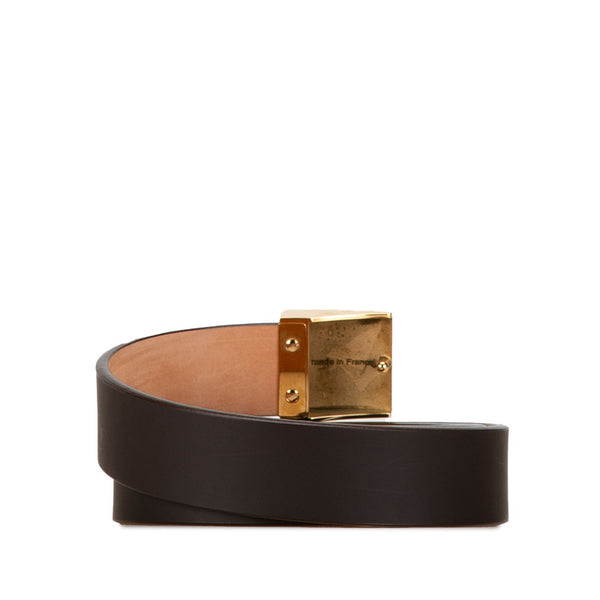 ルイ ヴィトン サンチュールキャレ ベルト ブラウン レザー メッキ レディース LOUIS VUITTON 【中古】