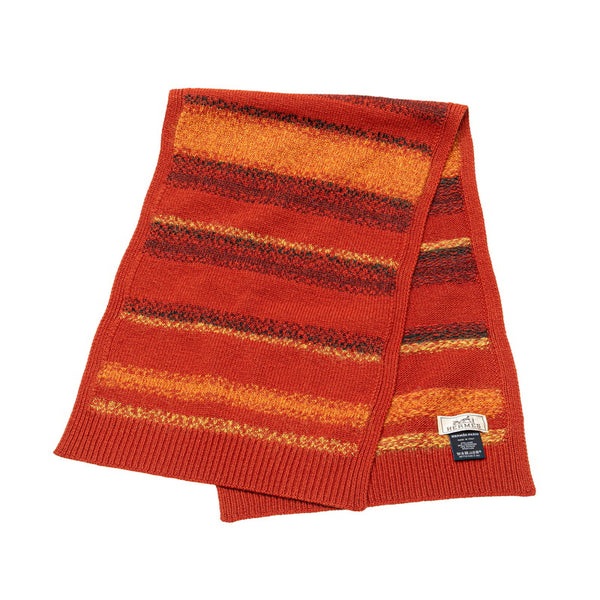 エルメス フェードストライプ マフラー ブラウン マルチカラー ウール カシミヤ レディース HERMES 【中古】