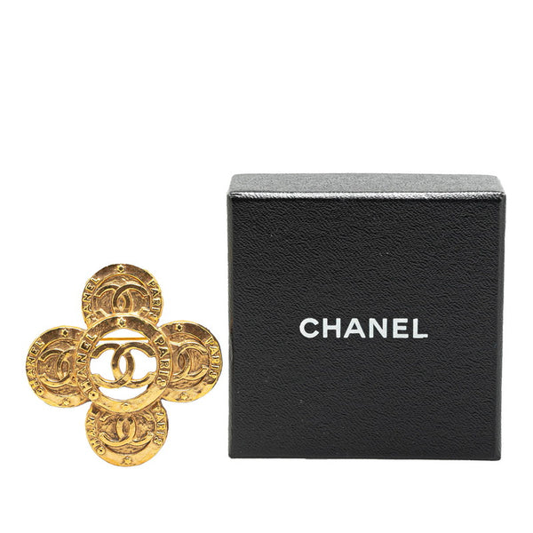 シャネル ヴィンテージ ココマーク クローバー モチーフ ブローチ ゴールド メッキ レディース CHANEL 【中古】