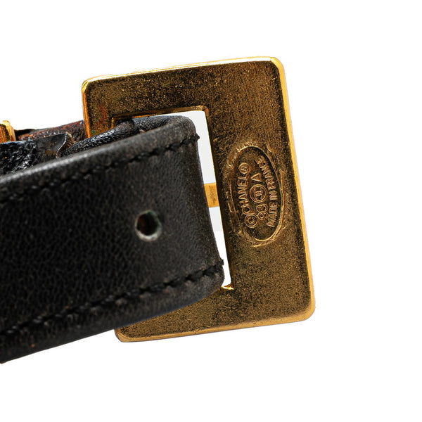 シャネル クローバー 四つ葉 モチーフ ブレスレット ゴールド ブラック メッキ レザー レディース CHANEL 【中古】