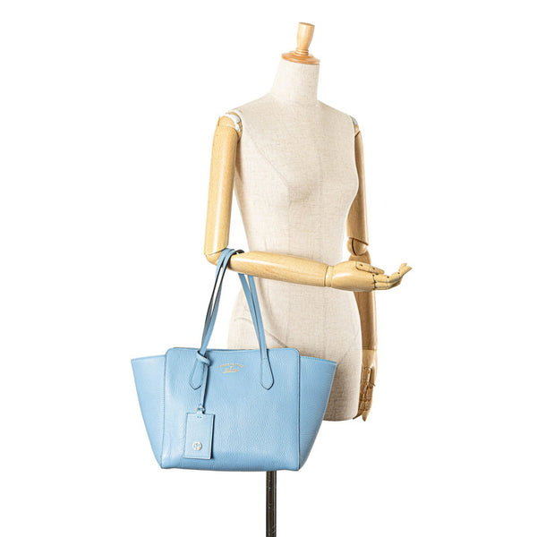 グッチ スウィング トートバッグ ショルダーバッグ 354408 ライトブルー レザー レディース GUCCI 【中古】