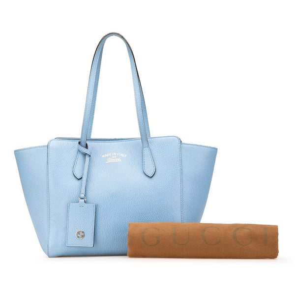 グッチ スウィング トートバッグ ショルダーバッグ 354408 ライトブルー レザー レディース GUCCI 【中古】