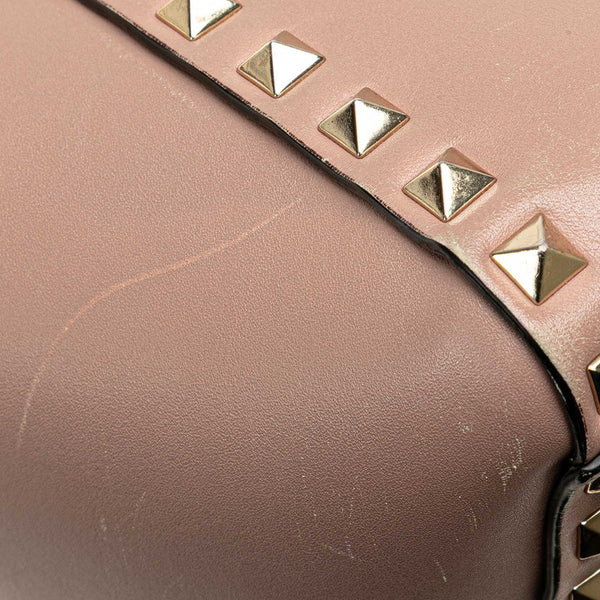 ヴァレンチノ ロックスタッズ ハンドバッグ ショルダーバッグ 2WAY グレージュ  レザー レディース Valentino 【中古】