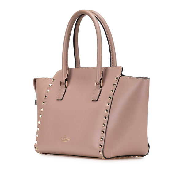 ヴァレンチノ ロックスタッズ ハンドバッグ ショルダーバッグ 2WAY グレージュ  レザー レディース Valentino 【中古】