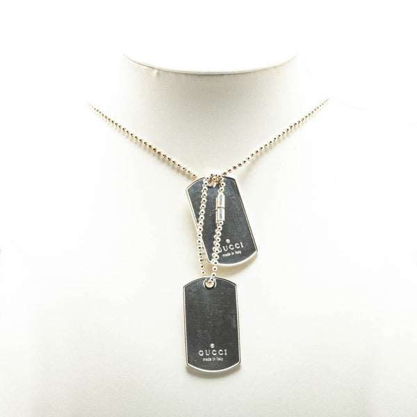 グッチ ドッグタグ ボールチェーン ペンダントネックレス SV925 シルバー レディース GUCCI 【中古】
