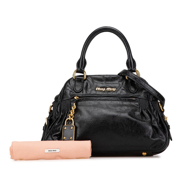 ミュウミュウ ハンドバッグ ショルダーバッグ 2WAY ブラック レザー レディース MIUMIU 【中古】