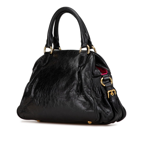ミュウミュウ ハンドバッグ ショルダーバッグ 2WAY ブラック レザー レディース MIUMIU 【中古】