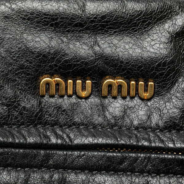 ミュウミュウ ハンドバッグ ショルダーバッグ 2WAY ブラック レザー レディース MIUMIU 【中古】